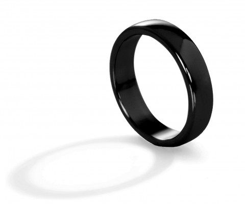 
	Classic wedding ring high band, black color pvd-dlc, polished
