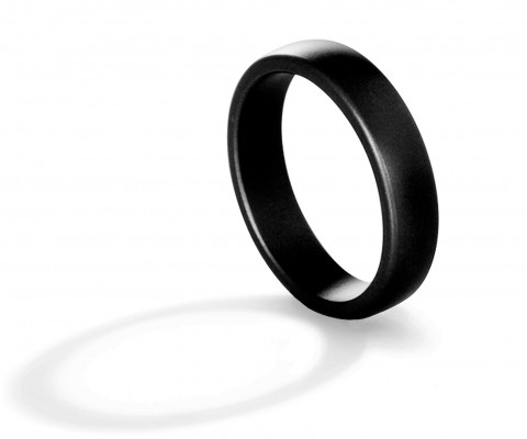 
	Classic wedding ring high band, black color pvd-dlc, sandblasted
