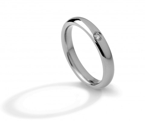 
	Comfort wedding ring 3 mm, natural titanium, polished, 2 points white diamond F/G VS
